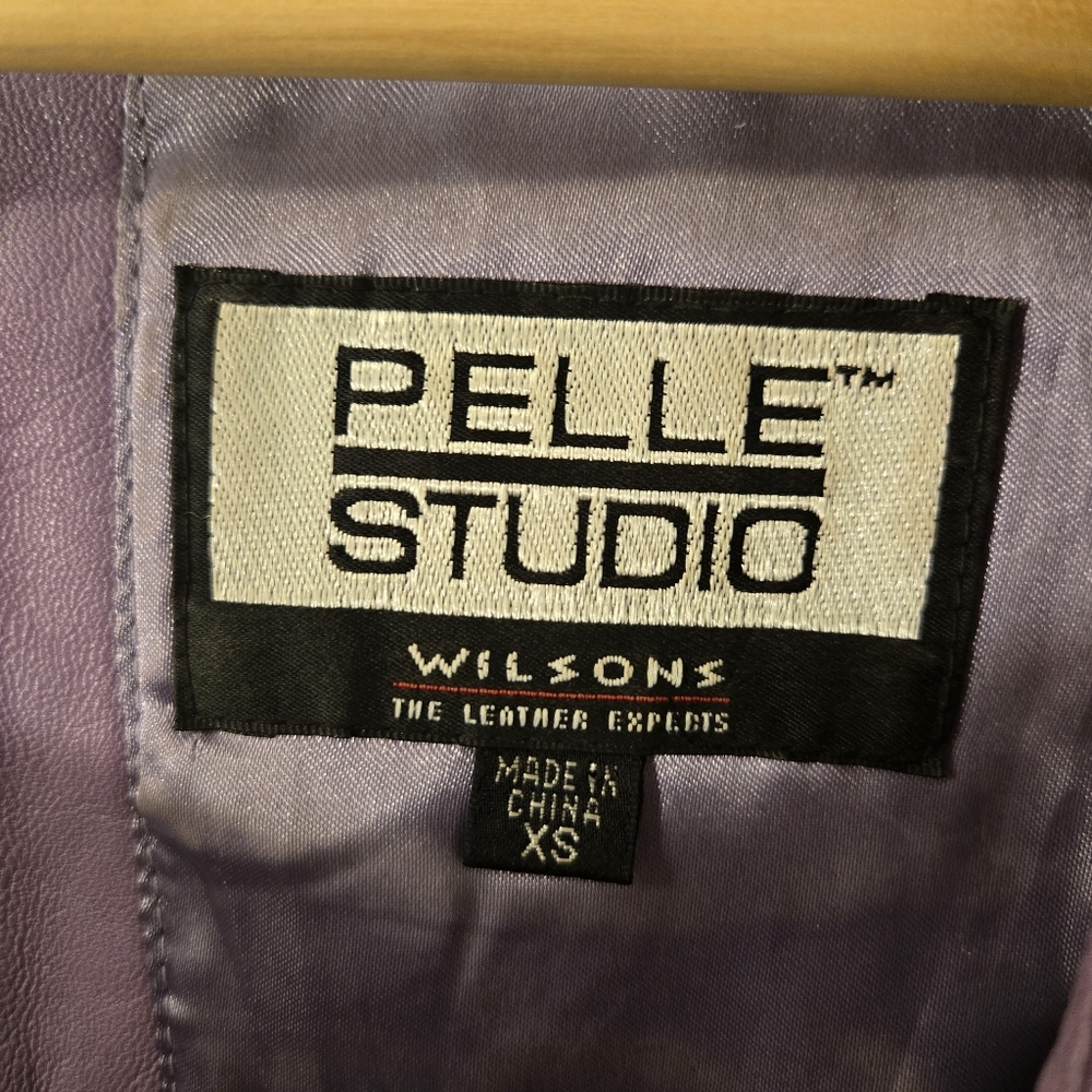 Rare Pelle Studio by Wilsons Leather Purple Leather Crop Top Bustier Tank 90s XS - Picture 3 of 11